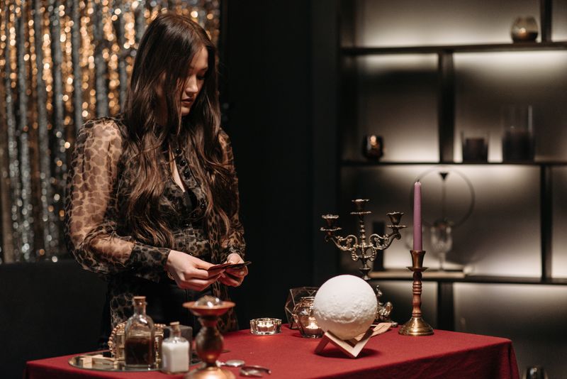 Crystal ball and mystical reading materials